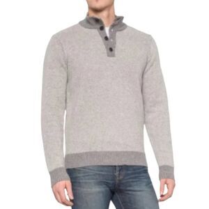Luca Nobili Wool Blend Sweater Men's SZ XXL Gray Henley Knit Italy  Preppy